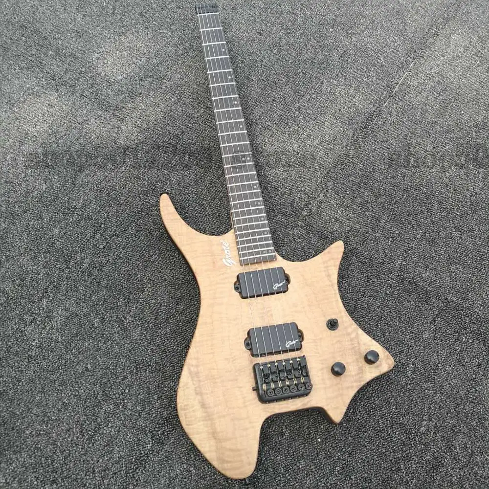 

Headless Electric Guitar Maple Neck Satin finish Grote Natural Flame Top Maple