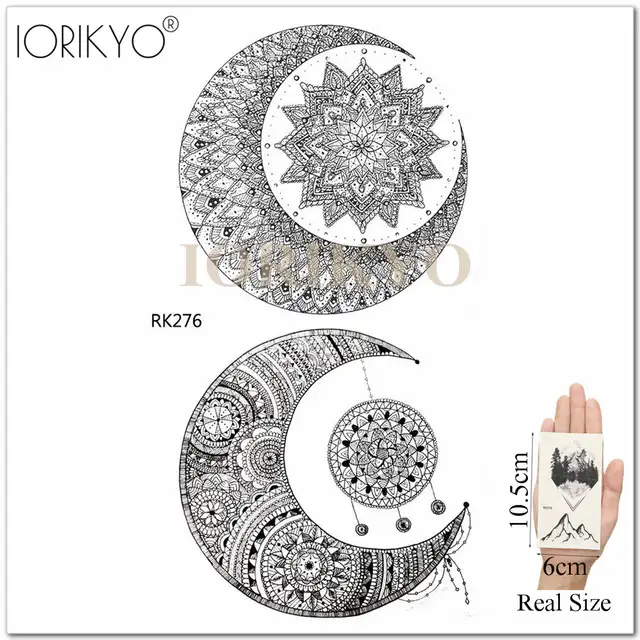 042 Iorikyo Femmes Poitrine Tribal Renard Tatouage Autocollants Hommes Bras Géométrique Chat Lune Temporaire Tatouage Fleur Faux Imperméable Jambe