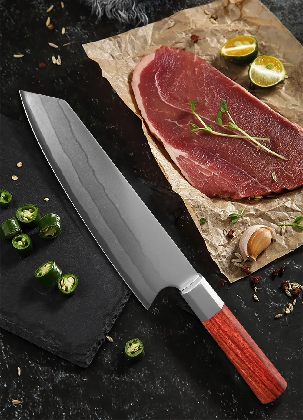 XITUO, кухонный нож шеф-повара из композитной стали, профессиональный японский нож, нож для мяса, ломтик, нож для суши, Gyuto, Kiritsuke, персиковая ручка
