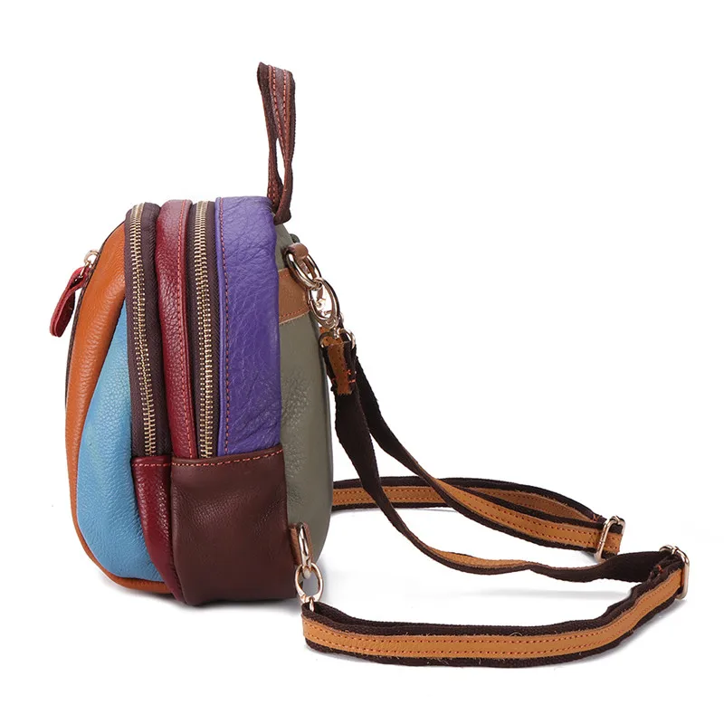 Дизайнерская женская сумка из натуральной кожи, маленький рюкзак в стиле пэчворк, женская школьная сумка на плечо ручной работы, мини рюкзак Bolsas
