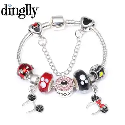 DINGLLY милый Микки Минни браслеты с подвесками для женщин Pulseira Feminina брендовые браслеты модные украшения детские подарки