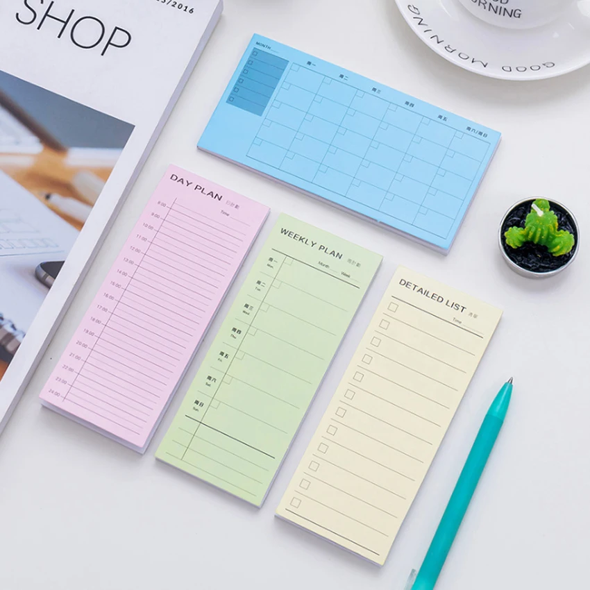 

1Pack/lot Simple and small fresh Day Week Month Plan Detailed Lists N Times Sticky Memo Student Stationery Office Supply