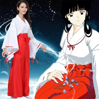 Женский костюм кимоно Inuyasha Kikyou японский комплект карнавальный для девочек| |
