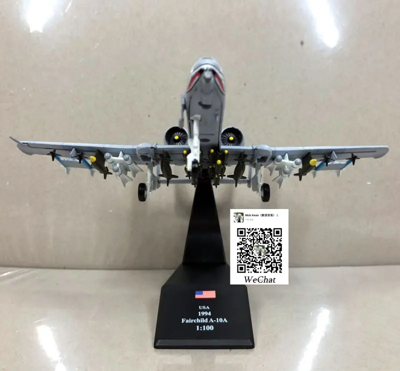 WLTK 1/100 масштаб A-10 Thunderbolt II Warthog Штурмовик 23-й TFW Летающие тигры литая под давлением металлическая модель истребителя игрушка для коллекции