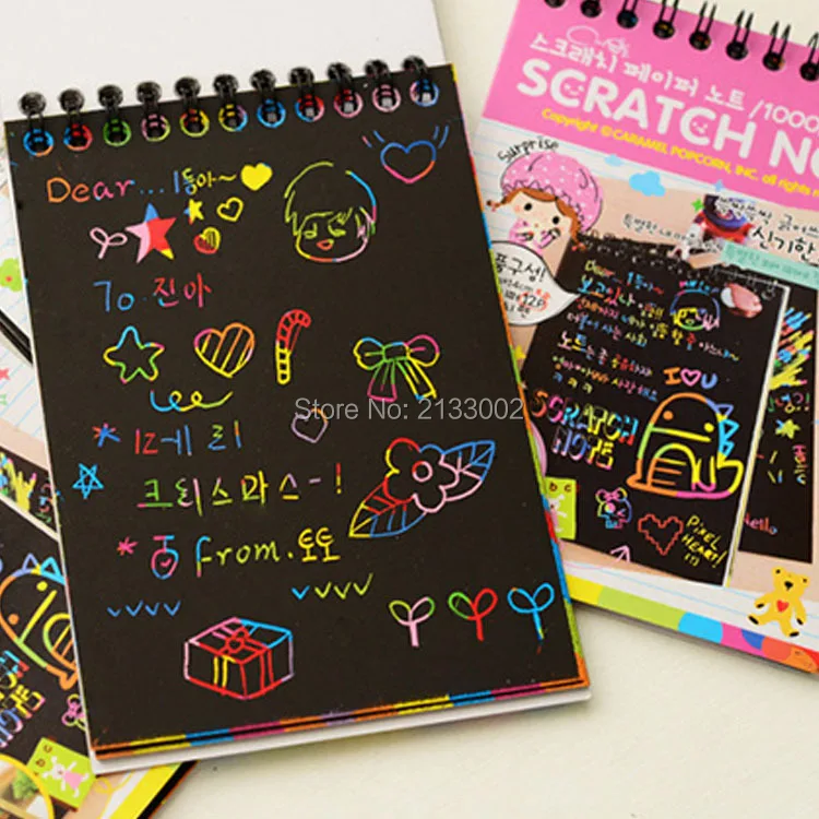 Hot Magic Drawing Book DIY Scratch Notebook Black Cardboard As Gift For Kids Stationery School Supplies Hot Magic Drawing Book DIY Scratch Notebook Black Cardboard As Gift For Kids Stationery School Supplies