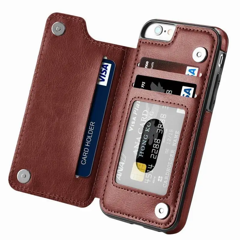 Чехол книжка из искусственной кожи для iPhone 7 8 6 6S s Plus чехол бумажник с отделениями