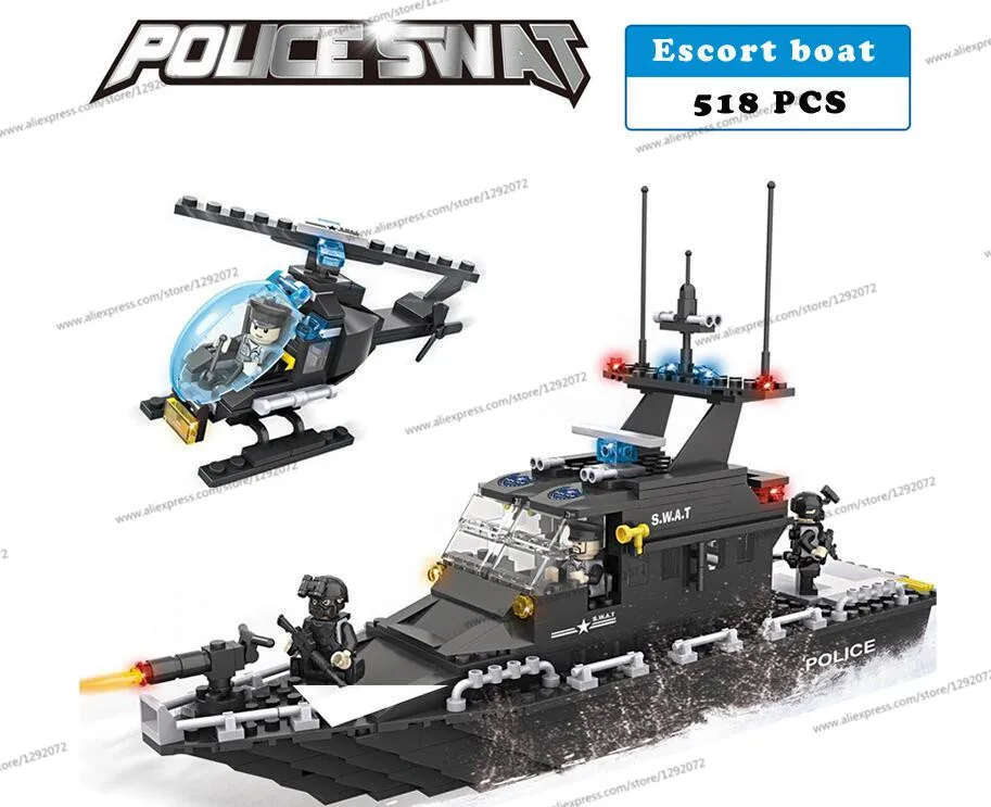 

Police station SWAT Armored car jeep Military Series6511 3D Model building blocks compatible with lego city Boy Toy hobbies Gift
