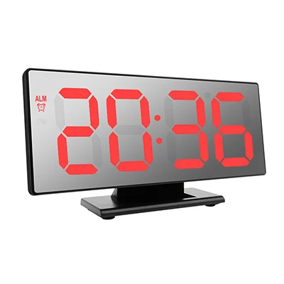 Светодиодный зеркальный цифровой будильник многофункциональные электронные настольные часы Повтор ночного видения электронные настольные часы Despertador - Цвет: Black shell  red wo