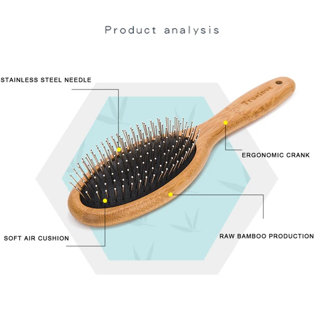 Truelove Pet Round Comb Bamboo Wood Handle in Cat and Dog Hair Remover Brush Fur Small Medium Large Grooming Gifts TLK19131 5