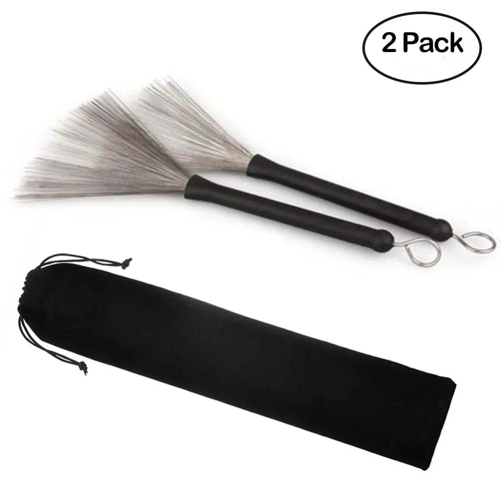 2Pcs Drum Brushes Sticks Retractable Loop End For Jazz Drum Stick