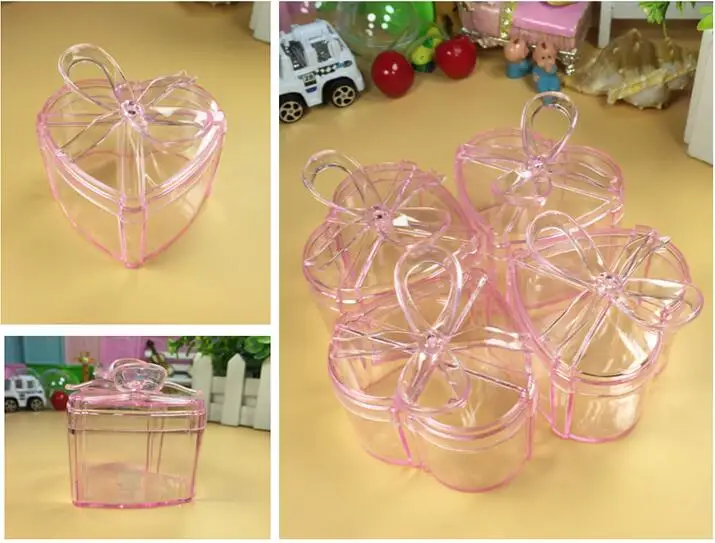 Форма подарочной коробки в форме сердца, прозрачные розовые пластиковые коробки для душа для маленькой девочки, XXP30