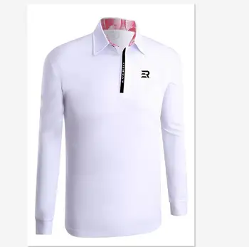 

2019 Autumn winter men's long-sleeve lapel golf T-shirt High quality soft breathable Solid color sports shirts golf Sportswear