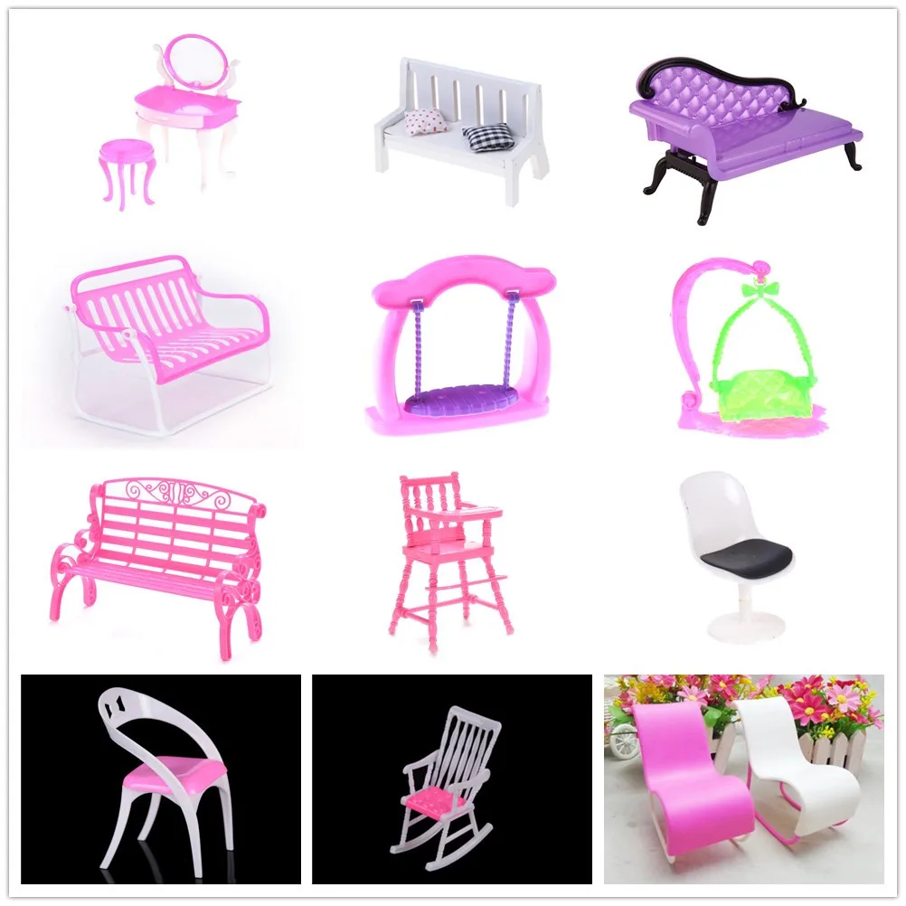 1PCS Rocking Beach Lounge Chair for Barbie Doll Pink Chairs Dream House
