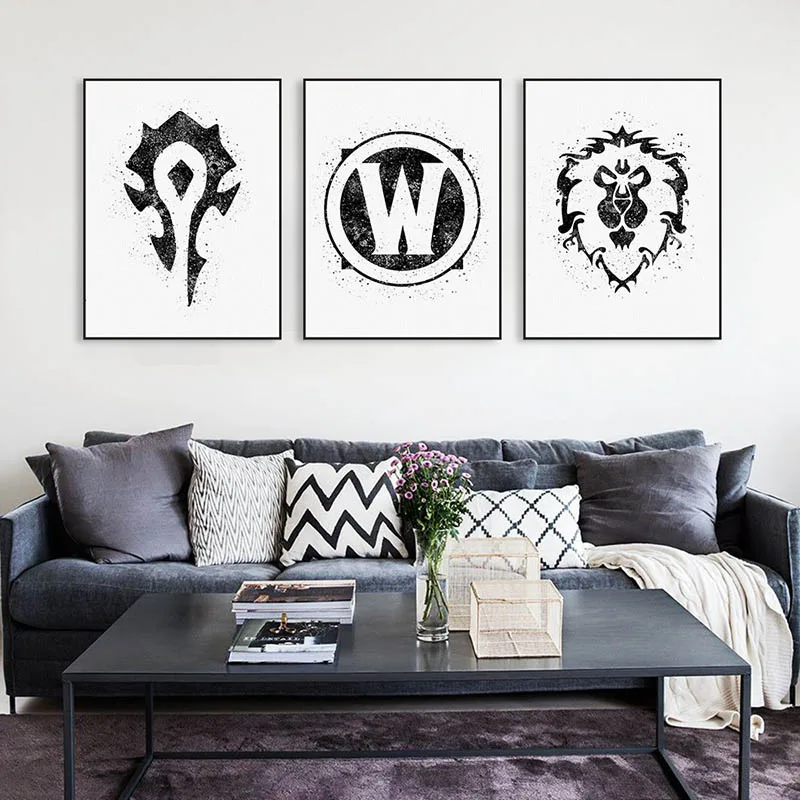 

New Nordic Customization Watercolor World Of Warcraft Gamer Must Preare Movie-Fans Canvas For Living Room Wall Decorative