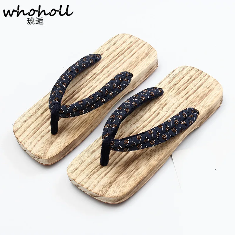 

WHOHOLL Japanese Style Kimono Geisha Clogs slippers Man Women Couple Cosplay Costumes Wooden Geta flat Flip-flops Shoes