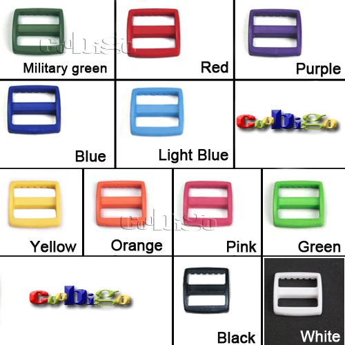 

1"(25mm) Multi-Color Plastic Adjust TriGlide Slider Buckles Dog Collar Harness Backpack Straps Webbing Bag Parts #FLC080(Mix-s)