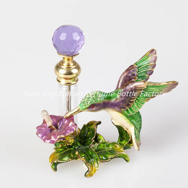 Ceny 4ml butelka perfum w stylu Vintage puste butelki wielokrotnego napełniania metalowe Hummingbird szkło pusty pojemnik przenośny prezent dekoracja #70037