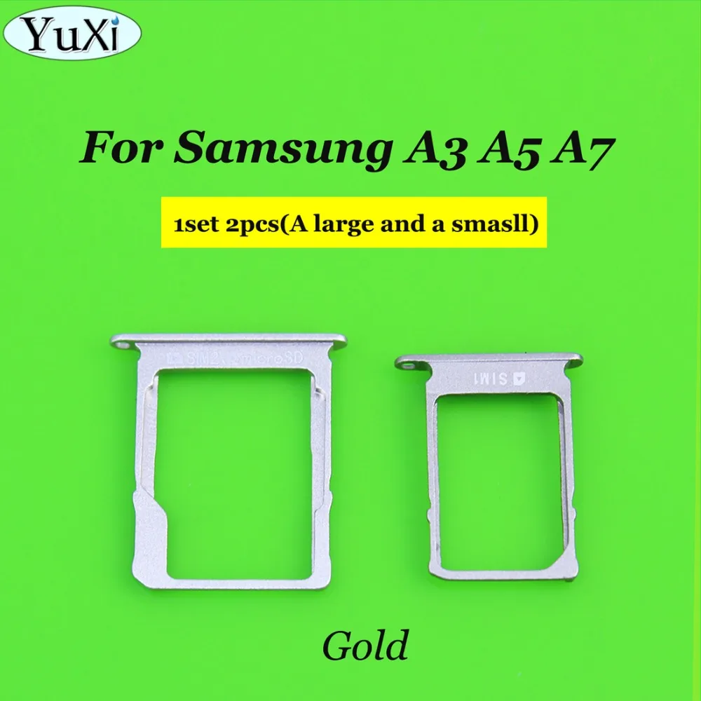 

YuXi (1set=2pcs)Card Slot Tray Adapter Replacement Parts For Samsung Galaxy A3 A5 A7 Sim Card Slot Holder