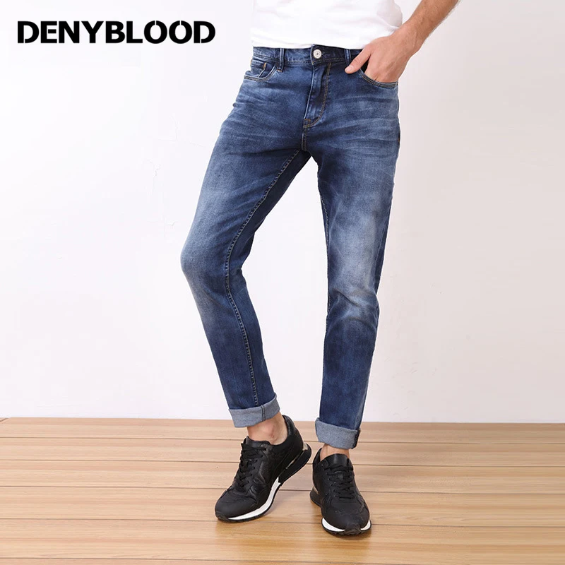 Denyblood Джинсы для женщин Mens Stretch Джинсы для женщин двойной Цвет деним тонкий прямой проблемных Джинсы для женщин рваные высокое качество