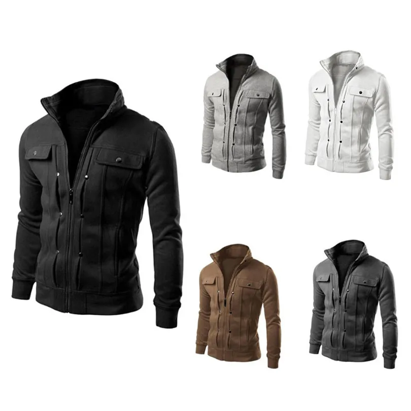 Winter Men Jacket Casual Coats Autumn Winter Long Sleve Pure color Zipper Jacket Top Coat Male Outwear Slim Designed Coat #4M25 (7)
