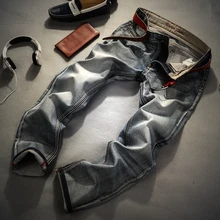 Для Мужчин's джинсы для женщин высокое качество Для мужчин тонкие джинсы деловые, Casual классические Стиль потертая белая мужской штаны брендовая одежда Размеры 28-38