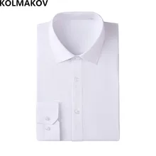 KOLMAKOV Long Sleeve Shirts Men's classic Formal Shirt Business shirts men Slim Fit cotton Dress Solid Color mens Shirts S-4XL