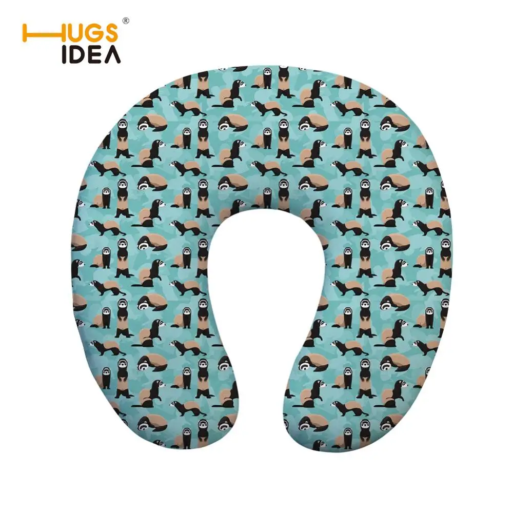 

Slow Rebound Memory Foam U Shaped Travel Pillows Cute Ferrets Car Flight Pillow Neck Support Headrest Chair Office Cushion