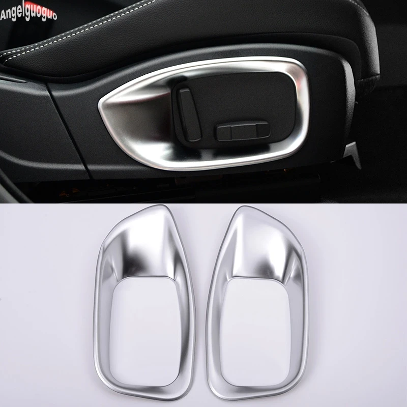 angelguoguo ABS Chrome Car Seat Control Button Side Frame Cover Stickers Car-styling For Jaguar XE XF F-pace F pace accessories