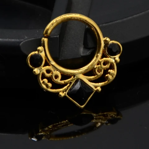 Lacey Opal Drapery Royalty Septum Rook Clicker Ring Nose Ring Tragus Cartilage Earring Titanium Shaft 16G Hanger Piercing