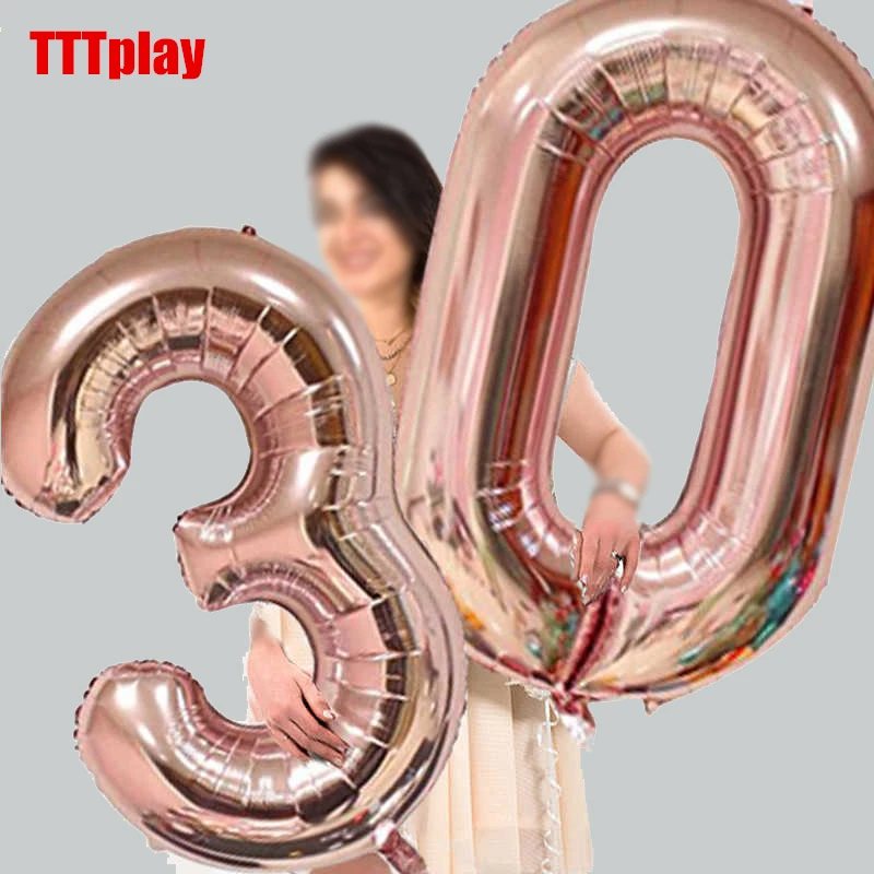 32 дюйма большое количество воздушных шаров Baby Shower наполненные гелием для воздушных шаров, золотого и серебряного цвета: розовый, красный, синий, цифр Globos для дня рождения или свадьбы для воздушных шаров