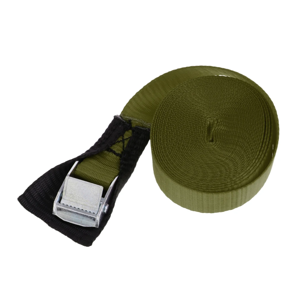 Heavy Duty Polyester Tie Down Strap with Metal Cam Buckle for Kayak Canoe Boat Surfboard SUP Trailers - Choose Size & Color