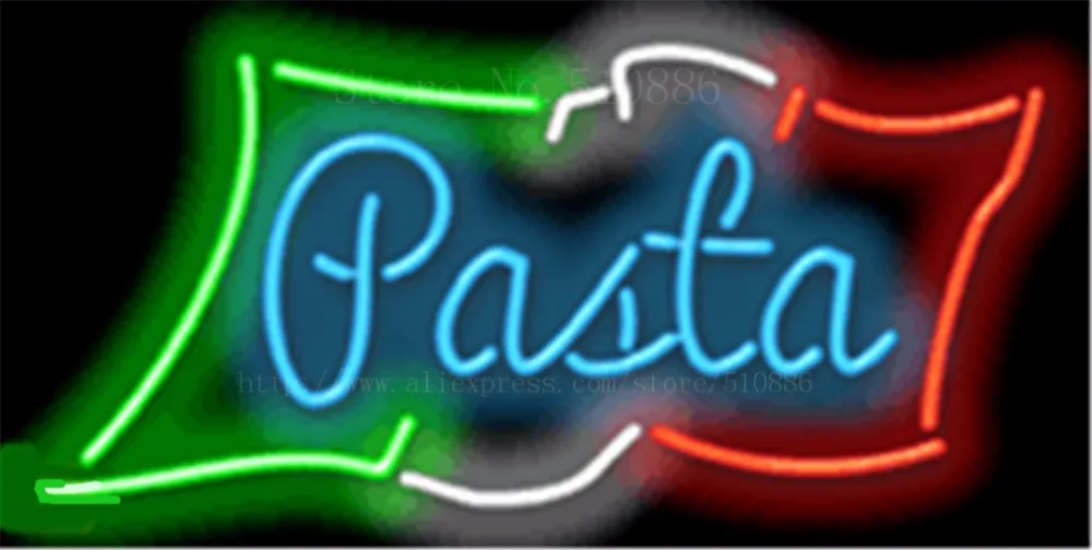 Pasta with Flag NEON SIGN REAL GLASS BEER BAR PUB LIGHT SIGNS store display Restaurant Advertising food dinning Lights 17*14" |