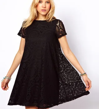 

Summer T Shirt Women Casual Dress 5XL Loose Plus Size Short Sleeve Lace Party Mini Dress Elegant Office Dress Vestidos Mujer