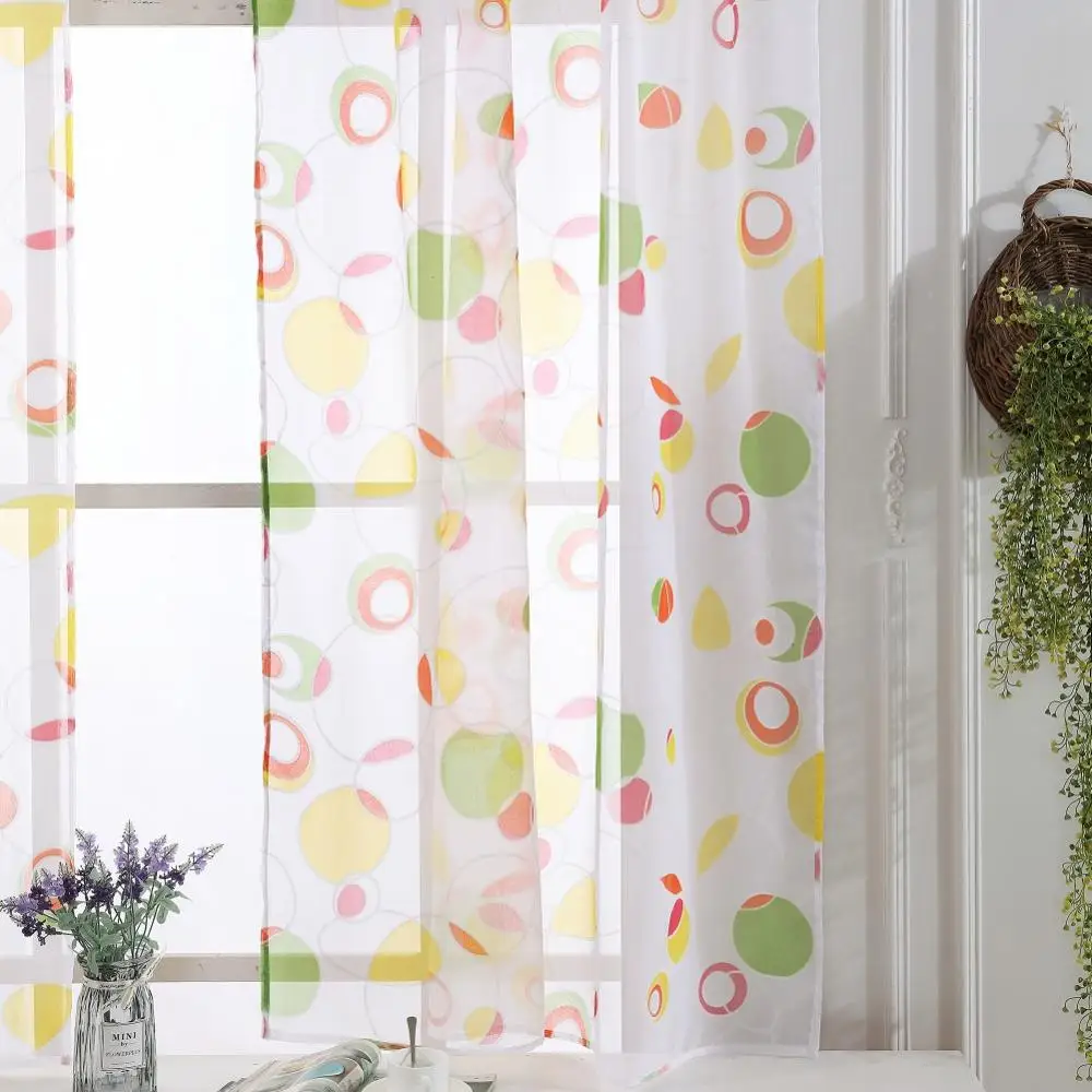 Cortinas de tul 3d impresas decoraciones de cocina tratamientos de ventana divisor de sala de estar americano cortina de gasa transparente Valance moderno