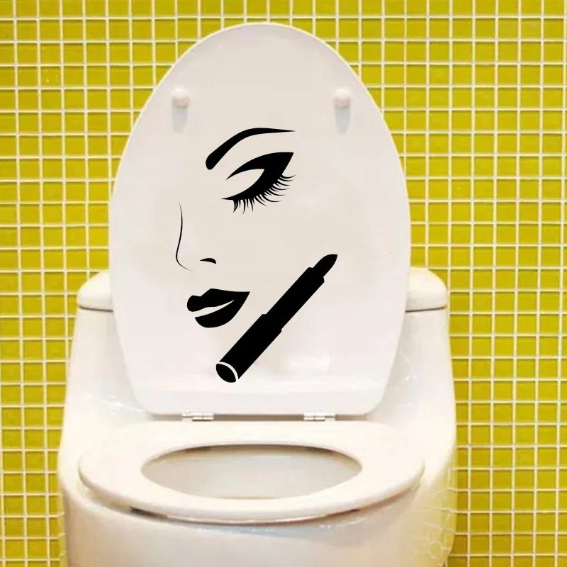 Beauty Woman Bathroom Vinyl Wall Decal Toilet Decal Fashion Decor