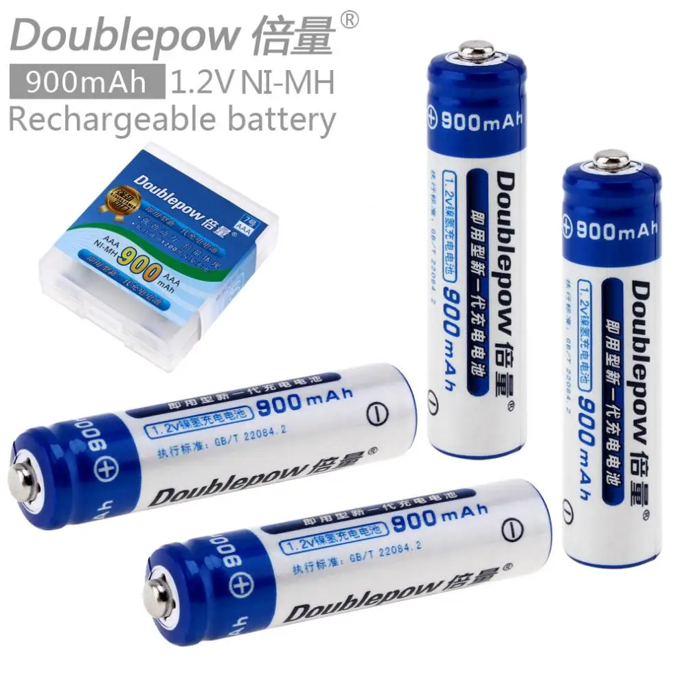 

New Doublepow 4pcs 1.2V 900mAh AAA Ni-Mh LSD Rechargeable Battery with Radiating Hole for Toys / Cameras / Headlamps