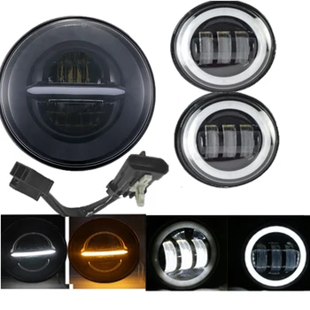 

DOT SAE 7''Motor headlights,7" LED Headlight motorcycle 4 1/2" Fog Light Passing Lamps+bracket Ring for Street Glide.
