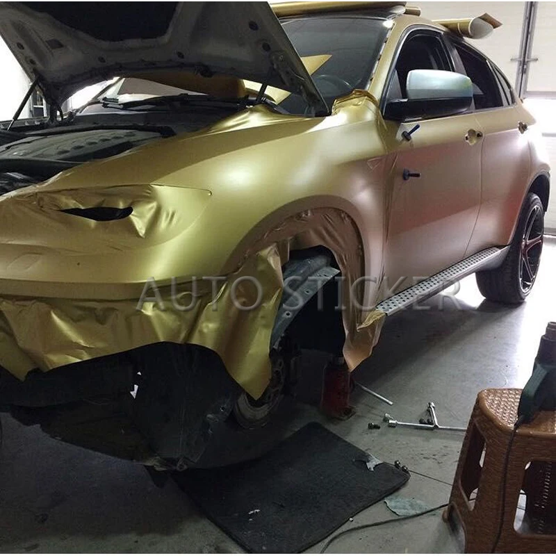 Golden matte vinyl car wraps 10