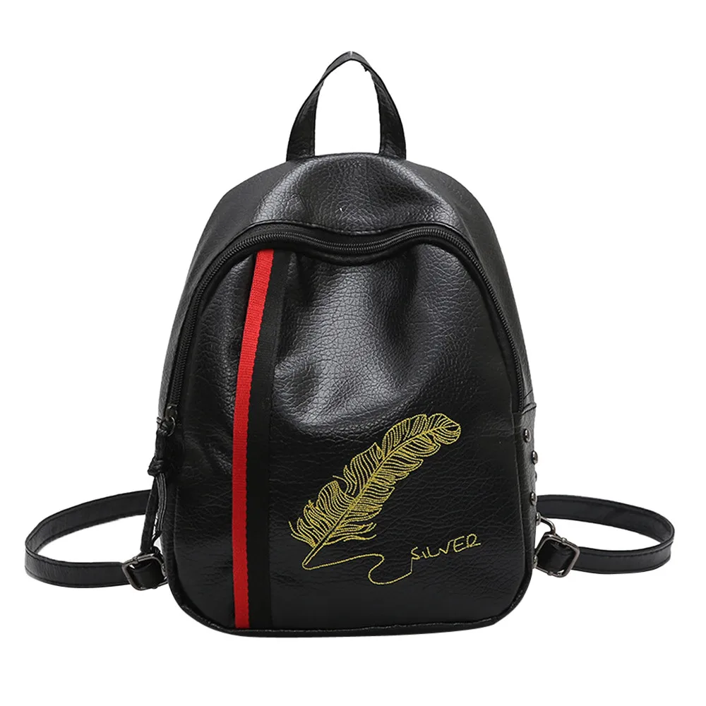 

Sleeper #401 2019 Women Fashion Solid Color Backapck Zipper Leaves Leather School Rucks backcasual unique deisgn Free Shipping