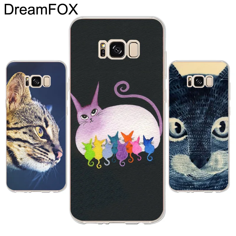 DREAMFOX K054 Cute cat Soft TPU Silicone Case Cover For Samsung Galaxy Note S 6 7 8 9 Edge Plus Grand Prime |