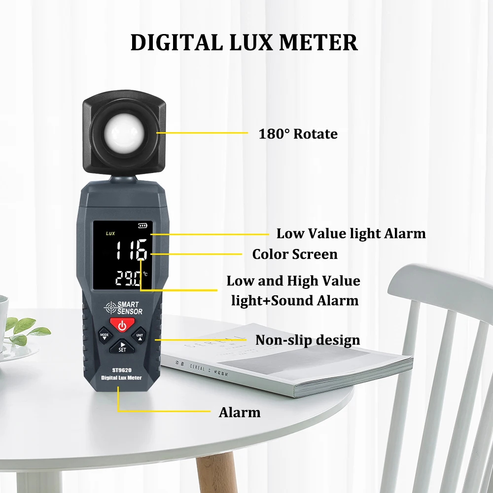 Ceny Cyfrowy miernik światła Lux 3 zakres fotometr detektor światła spektrometr miernik 1 200,000 wysoki niski Alarm luminometr ST9620