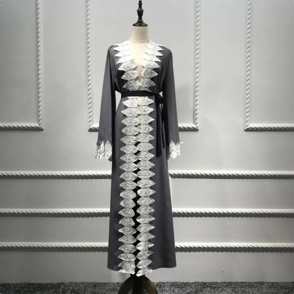 Мусульманский модный кардиган абайя кружевное платье для женщин кимоно ...