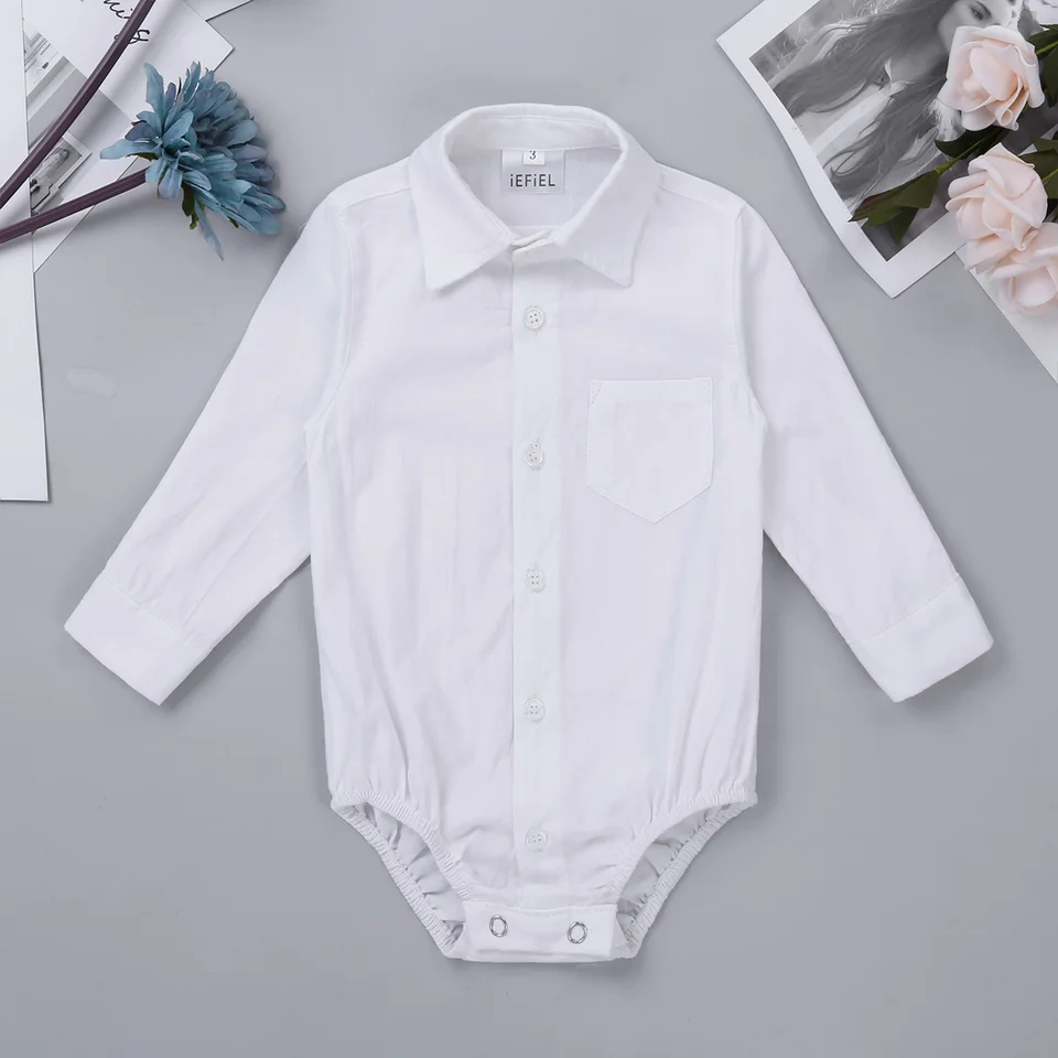 newborn white button up shirt