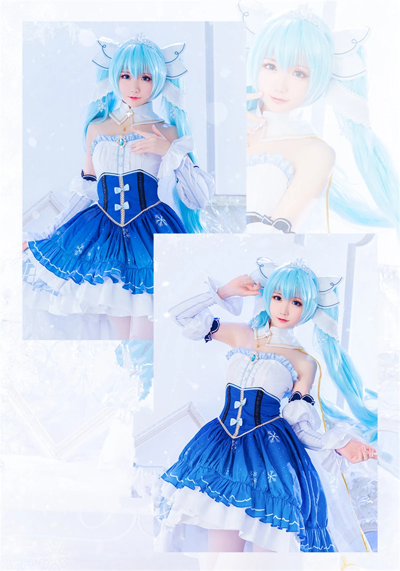 Аниме Косплей VOCALOID Hatsune Miku Star and Snow Miku косплей костюм на Хэллоуин женские костюмы V girl Oufits платье