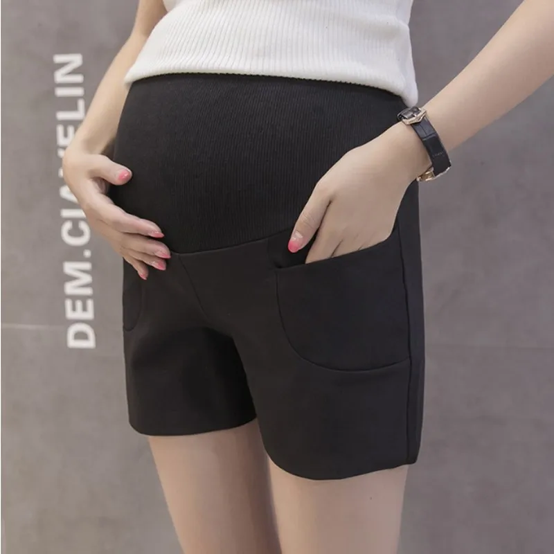 Летние однотонные женские шорты для беременных хлопковые эластичные прямые брюки для беременных Одежда для беременных женщин