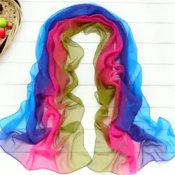 Шарфы для женщин женские градиентные радужные цвета длинный широкий шарф женский шифоновый шарф foulard femme хиджаб шарф 2018