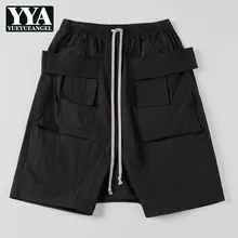 Классические черные хлопковые шорты-шаровары длиной до колена, мужские шорты с эластичной резинкой на талии, короткие брендовые Модные мужские шорты с карманами, высокое качество