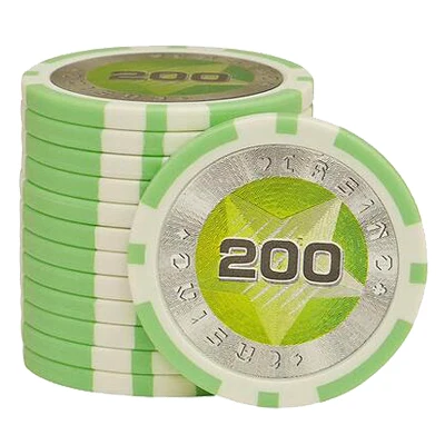 200 face value 25 шт./партия 12 г настольная игра железо+ ABS пленка чипы монеты баккарат Техасский Холдем маджонг пентаграмма высококлассные покерные игровые чипы qenueson - Цвет: 200 face value