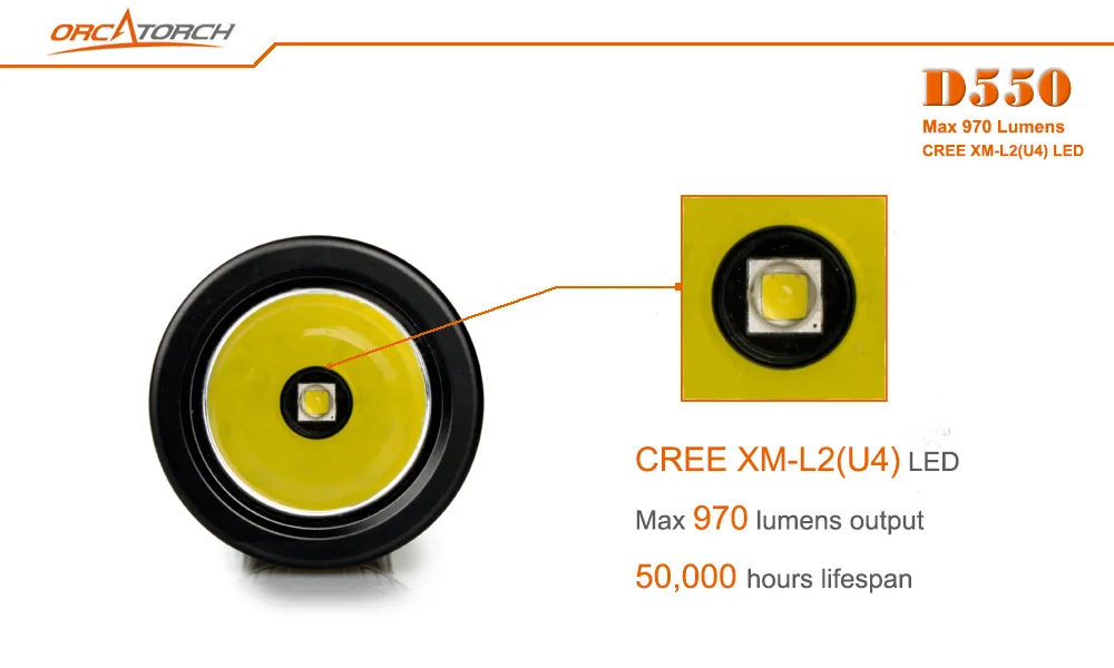 ORCA фонарь подводное плавание вспышка светильник фонарь светодиодный Cree XM-L2(U4) Подводный фонарь светильник для дайвинга светодиодный подводный светильник