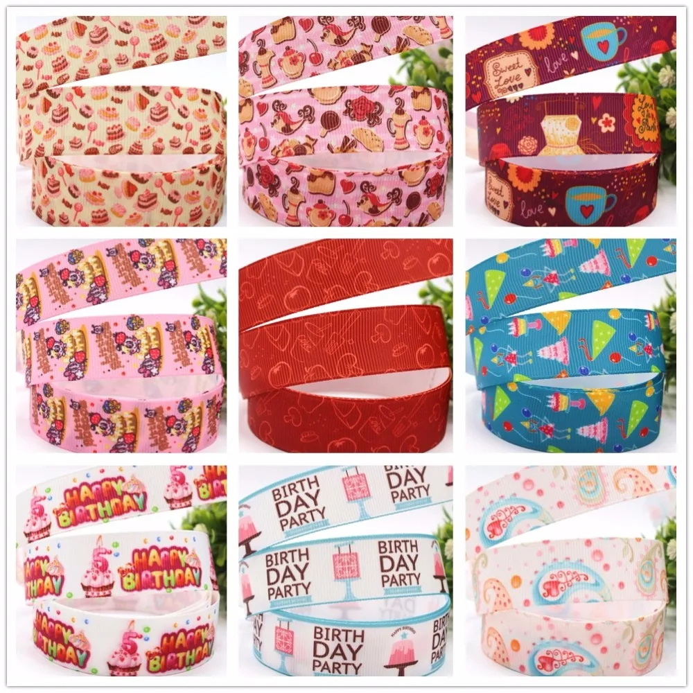 

16928H7 , 22MM Cake series Printed grosgrain ribbon, DIY handmadeHair accessories Material wedding gift wrap